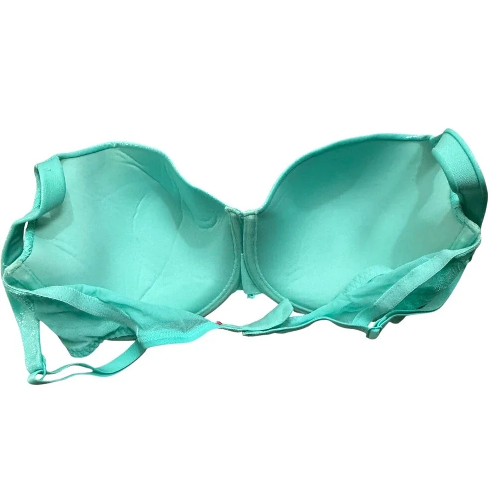 Victoria's Secret Lace 34DD Bra Underwire Padding Full Coverage‎ Green Sparkle